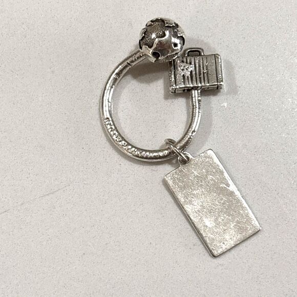 Rare Tiffany & Co 925 Silver Globe Passport Suitcase USA Key Ring Key Chain - Picture 5 of 13